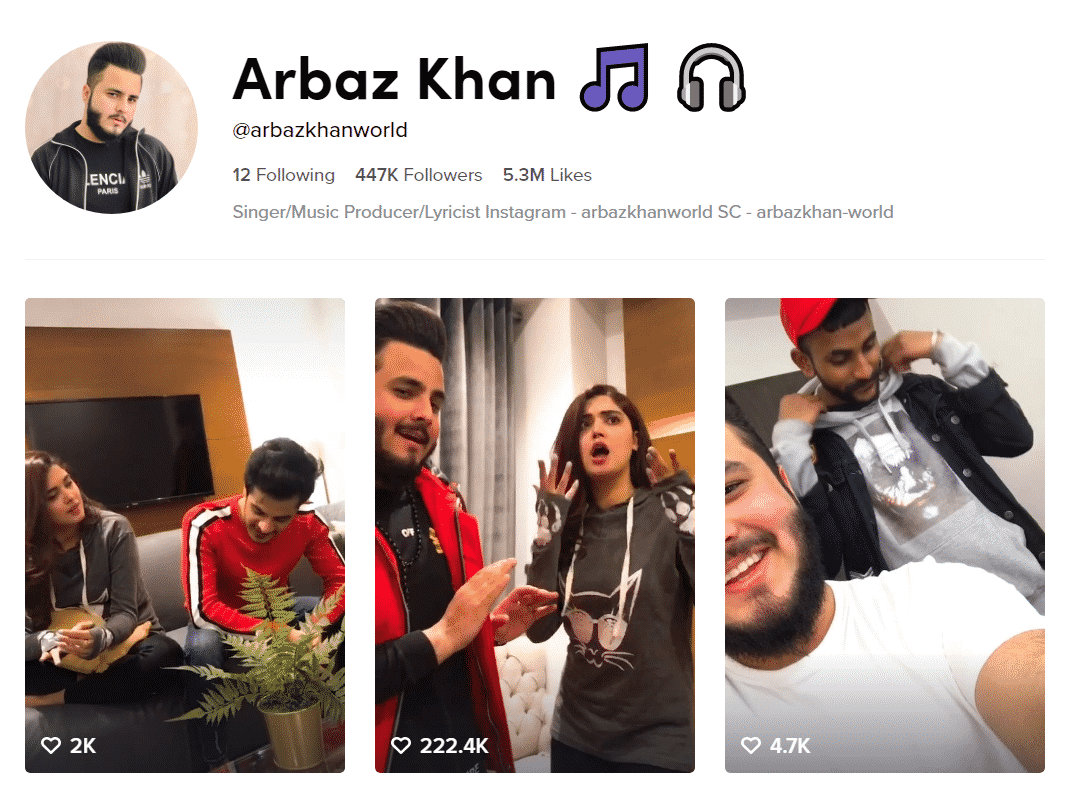 Arbaz Khan Official TikTok Profille