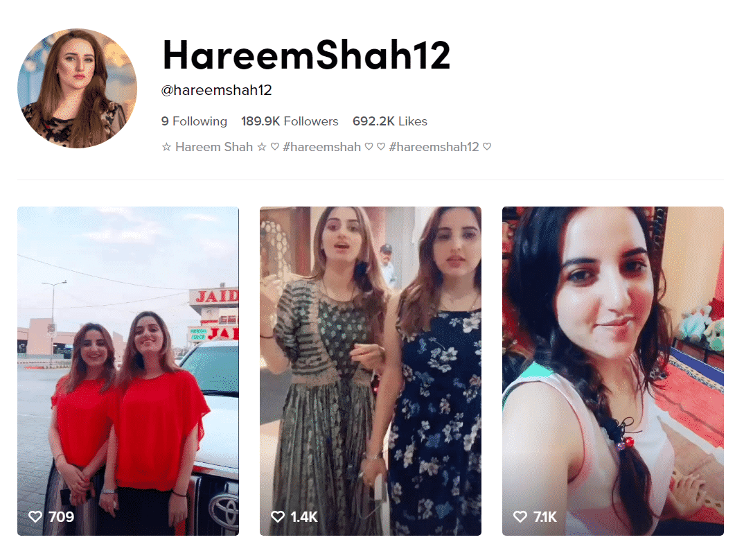 Hareem Shah Official TikTok Profille