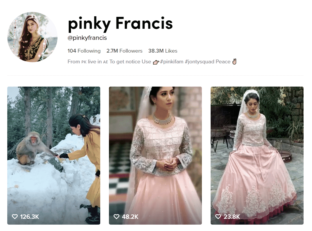 Pinky Francis Official TikTok Profille