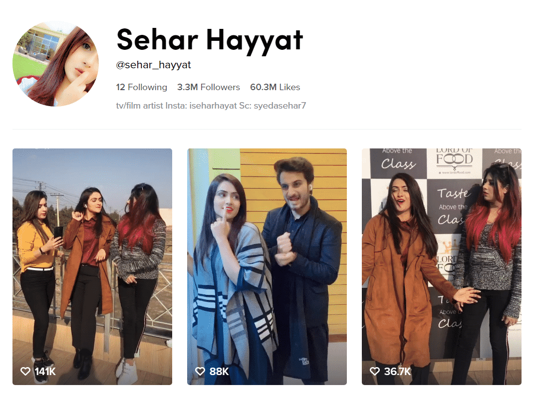 Sehar Hayyat Official TikTok Profille