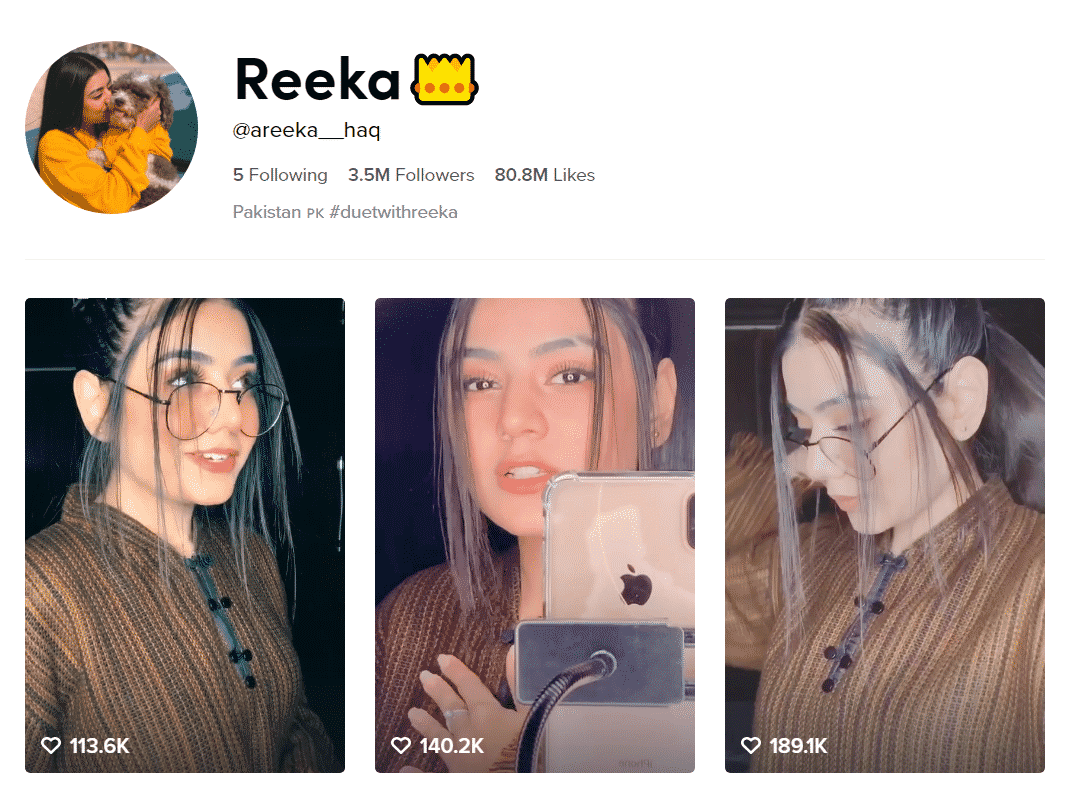 Areeqa Haq Official TikTok Profille